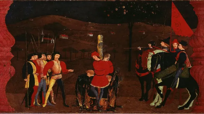 Framed Print : The Miracle of the Desecrated Host (Predella Panel for the church of Corpus Domini in... 1465-1469. Creator: Uccello, Paolo (1397-1475) Framed Print : The Miracle of the Desecrated Host (Predella Panel for the church of Corpus Domini in... 1465-1469. Creator: Uccello, Paolo (1397-1475)