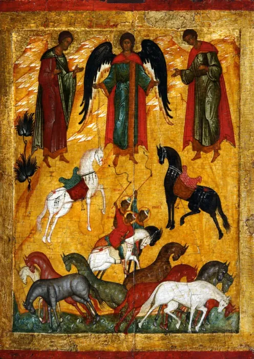 Framed Print : The Miracle of Florus and Laurus, Early16th cen Artist: Russian icon