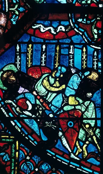 Miracle of the flowering lances, stained glass, Chartres Cathedral, France, c1225