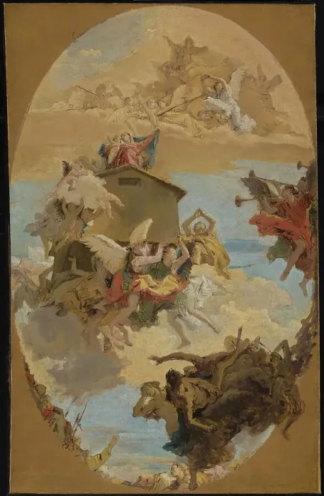 Framed Print : The Miracle of the Holy House of Loreto, 1743. Creator: Giovanni Battista Tiepolo Framed Print : The Miracle of the Holy House of Loreto, 1743. Creator: Giovanni Battista Tiepolo