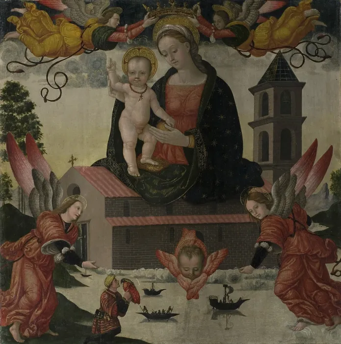 Framed Print : The Miracle of the Holy House of Loreto. Creator: Francesco da Montereale (1476-1541) Framed Print : The Miracle of the Holy House of Loreto. Creator: Francesco da Montereale (1476-1541)