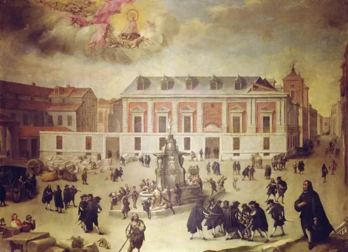 Framed Print : Miracle of Our Lady of Atocha in the construction of the Casa de la Villa, 1656 Framed Print : Miracle of Our Lady of Atocha in the construction of the Casa de la Villa, 1656