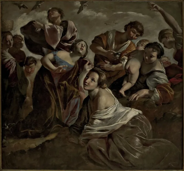Framed Print : The Miracle of the Quail, c1624-1625. Creator: Lanfranco, Giovanni (1582-1647) Framed Print : The Miracle of the Quail, c1624-1625. Creator: Lanfranco, Giovanni (1582-1647)