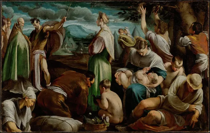 Framed Print : The Miracle of the Quails, 1554. Creator: Jacopo Bassano il vecchio Framed Print : The Miracle of the Quails, 1554. Creator: Jacopo Bassano il vecchio