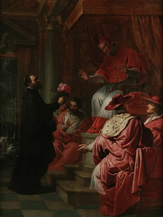 Framed Print : The Miracle of the Roses, 17th century. Creator: Lint, Peeter, van (1609-1690) Framed Print : The Miracle of the Roses, 17th century. Creator: Lint, Peeter, van (1609-1690)