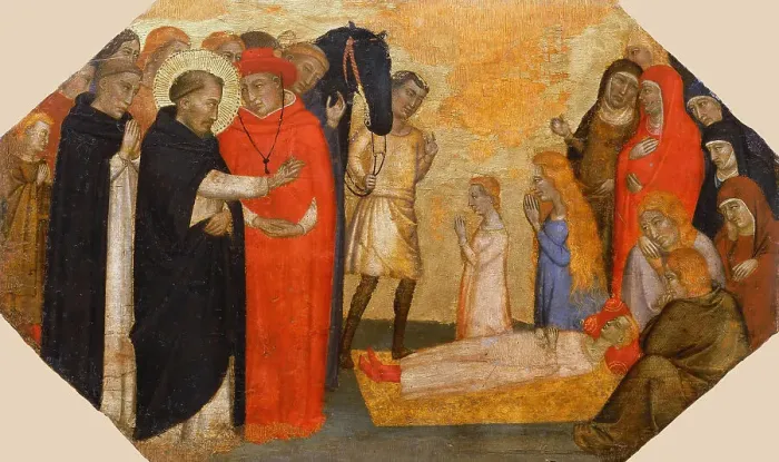 Framed Print : Miracle of Saint Dominic (Saint Dominic resurrects Napoleone Orsini), ca 1365. Creator: Anonymous Framed Print : Miracle of Saint Dominic (Saint Dominic resurrects Napoleone Orsini), ca 1365. Creator: Anonymous