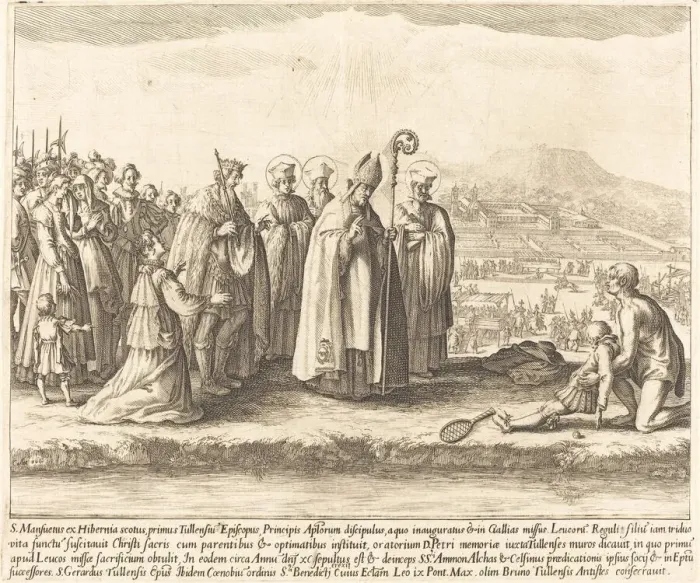 Framed Print : The Miracle of Saint Mansuy. Creator: Jacques Callot Framed Print : The Miracle of Saint Mansuy. Creator: Jacques Callot