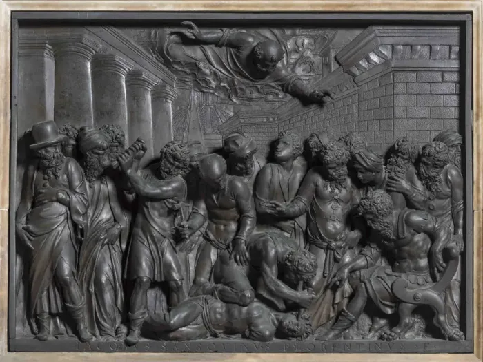 Framed Print : The Miracle of the Slave (The Miracle of Saint Mark), 1541. Creator: Sansovino, Jacopo (1486-1570) Framed Print : The Miracle of the Slave (The Miracle of Saint Mark), 1541. Creator: Sansovino, Jacopo (1486-1570)