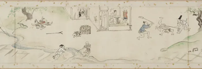 Framed Print : Miracles performed by the bodhisattva Jizo (copy of a section of a handscroll), Edo period, 1627. Creator: Kano Tan'yu Framed Print : Miracles performed by the bodhisattva Jizo (copy of a section of a handscroll), Edo period, 1627. Creator: Kano Tan'yu