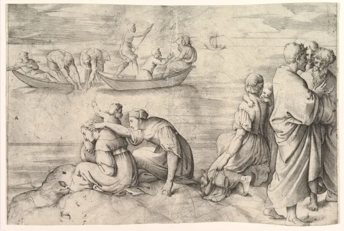 Framed Print : The Miraculous Draught of Fish. Creator: Battista Franco Veneziano Framed Print : The Miraculous Draught of Fish. Creator: Battista Franco Veneziano