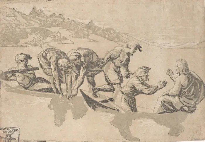 Framed Print : The Miraculous Draught of Fishes, 1540-1550 (republished 1609)
