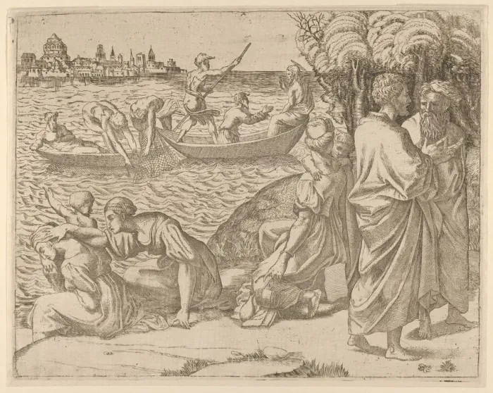 Framed Print : The Miraculous Draught of Fishes, 1540-50. 1540-50. Creator: Anon Framed Print : The Miraculous Draught of Fishes, 1540-50. 1540-50. Creator: Anon