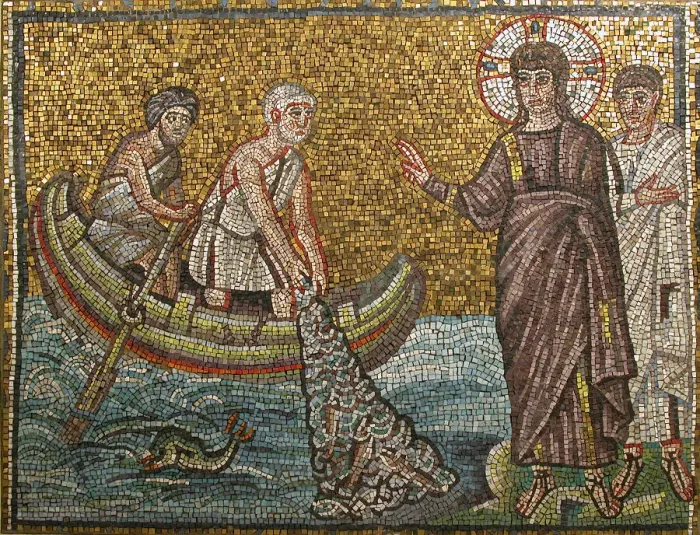Framed Print : Miraculous Draught of Fishes, Byzantine, early 20th century Framed Print : Miraculous Draught of Fishes, Byzantine, early 20th century