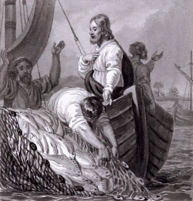 Framed Print : The Miraculous Draught of Fishes, c1810-c1844. Artist: Henry Corbould Framed Print : The Miraculous Draught of Fishes, c1810-c1844. Artist: Henry Corbould