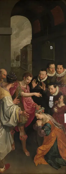 Framed Print : Miraculous Healing of Zoe, 1575. Creator: Ambrosius Francken I Framed Print : Miraculous Healing of Zoe, 1575. Creator: Ambrosius Francken I