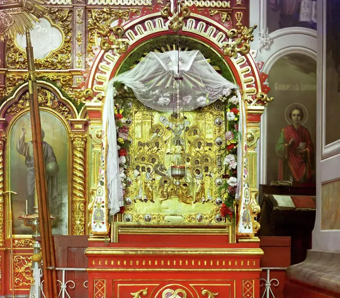 Framed Print : Miraculous icon brought by Saint Dalmat, Dalmatovo, 1912. Creator: Sergey Mikhaylovich Prokudin-Gorsky