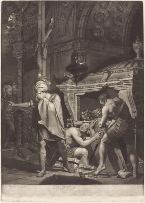 Framed Print : Miravan Opening the Tomb of His Ancestors, 1772. Creator: Valentine Green Framed Print : Miravan Opening the Tomb of His Ancestors, 1772. Creator: Valentine Green