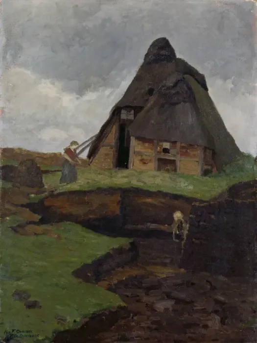 Framed Print : Mire Cottage with Child. Artist: Overbeck, Fritz (1869-1909) Framed Print : Mire Cottage with Child. Artist: Overbeck, Fritz (1869-1909)