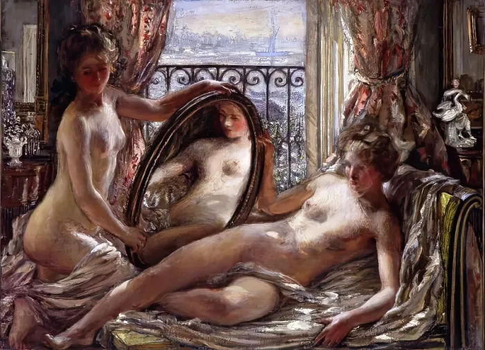 Framed Print : The Mirror, 1901. Creator: Philip Wilson Steer Framed Print : The Mirror, 1901. Creator: Philip Wilson Steer