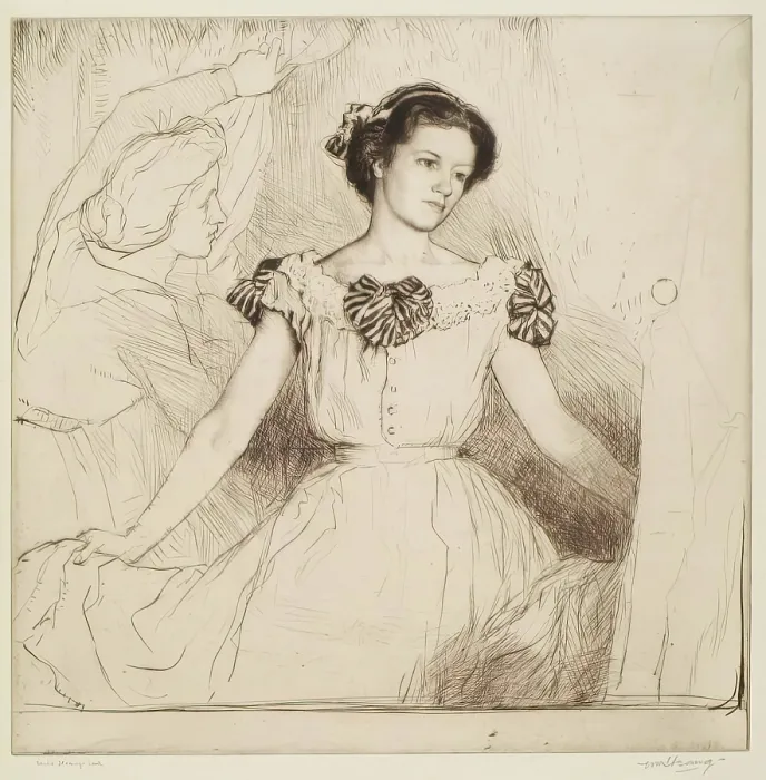 Framed Print : The Mirror, 1912. Creator: William Strang Framed Print : The Mirror, 1912. Creator: William Strang