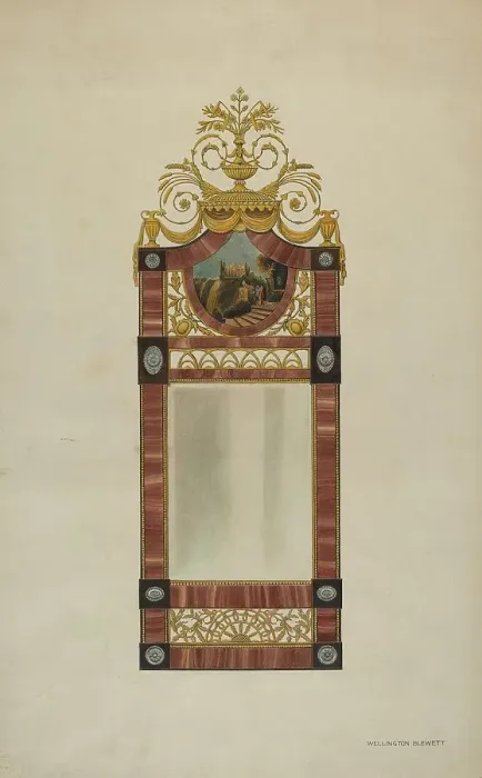 Framed Print : Mirror, c. 1937. Creator: Wellington Blewett Framed Print : Mirror, c. 1937. Creator: Wellington Blewett