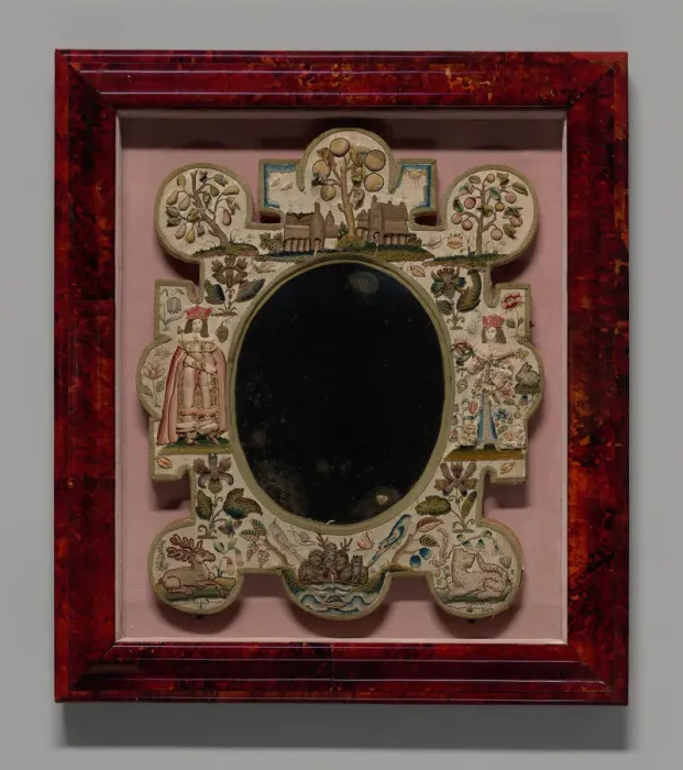 Framed Print : Mirror Depicting King Charles II and Queen Catherine of Braganza, England, 17th century Framed Print : Mirror Depicting King Charles II and Queen Catherine of Braganza, England, 17th century