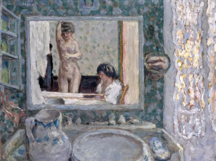 Framed Print : The Mirror in the Green Room (La Glace de la Chambre Verte), 1908. Creator: Pierre Bonnard Framed Print : The Mirror in the Green Room (La Glace de la Chambre Verte), 1908. Creator: Pierre Bonnard