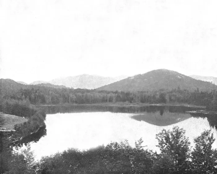Framed Print : Mirror Lake, Adirondacks, New York State, USA, c1900. Creator: Unknown Framed Print : Mirror Lake, Adirondacks, New York State, USA, c1900. Creator: Unknown