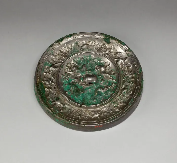 Framed Print : Mirror with Lion and Grapevine'Design, Tang dynasty (A. D) Framed Print : Mirror with Lion and Grapevine'Design, Tang dynasty (A. D)