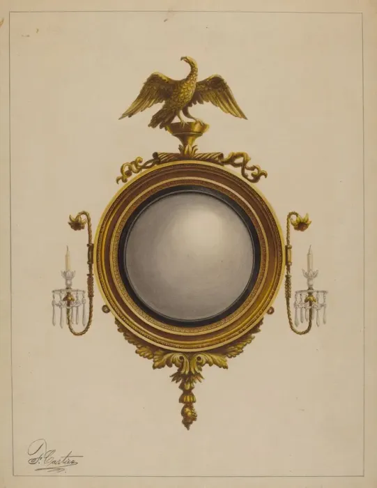 Framed Print : Mirror (one of a pair), 1936. Creator: Ferdinand Cartier Framed Print : Mirror (one of a pair), 1936. Creator: Ferdinand Cartier