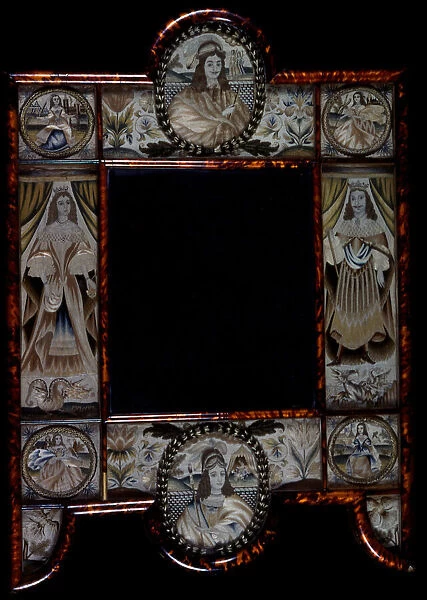 Mirror Showing King Charles II, Queen Catherine of Braganza