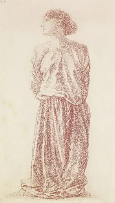 Framed Print : The Mirror of Venus - Study of Kneeling Female Attendant, 1865-66. Creator: Sir Edward Coley Burne-Jones Framed Print : The Mirror of Venus - Study of Kneeling Female Attendant, 1865-66. Creator: Sir Edward Coley Burne-Jones