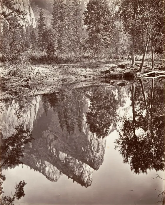 Framed Print : Mirror View of the Three Brothers, Yosemite, ca. 1872, printed ca. 1876 Framed Print : Mirror View of the Three Brothers, Yosemite, ca. 1872, printed ca. 1876