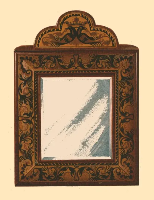 Framed Print : Mirror with walnut frame with inlaid marquetry, 1905. Artist: Shirley Slocombe Framed Print : Mirror with walnut frame with inlaid marquetry, 1905. Artist: Shirley Slocombe