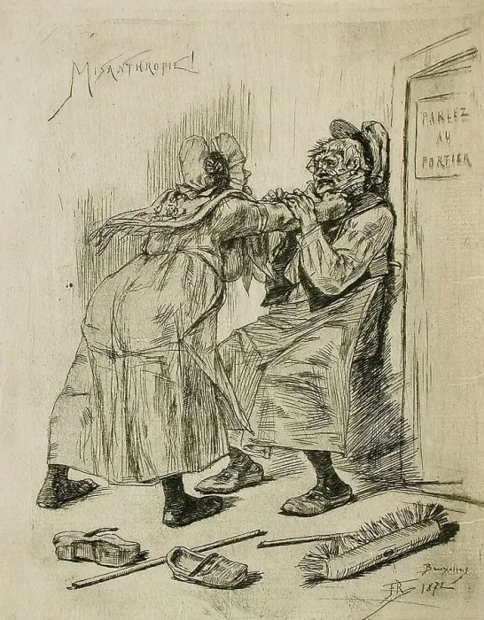 Framed Print : Misanthropie!, 1872. Creator: Félicien Rops Framed Print : Misanthropie!, 1872. Creator: Félicien Rops