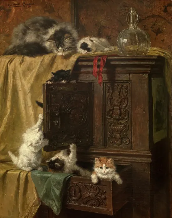 Framed Print : Misbehaving, 1897. Creator: Henriette Ronner Framed Print : Misbehaving, 1897. Creator: Henriette Ronner