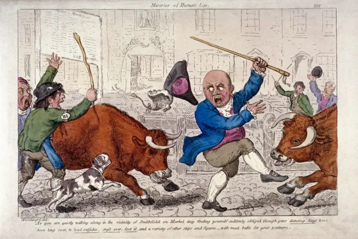 Framed Print : Miseries of human life, Smithfield Market, London, c1800 Framed Print : Miseries of human life, Smithfield Market, London, c1800