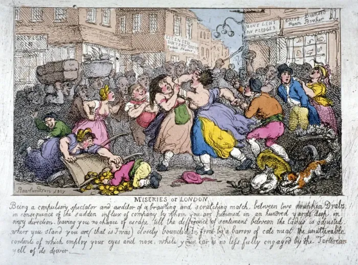 Framed Print : Miseries of London, 1807. Artist: Thomas Rowlandson Framed Print : Miseries of London, 1807. Artist: Thomas Rowlandson