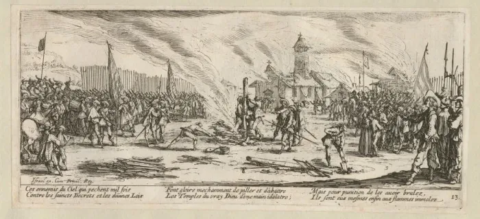 Framed Print : The Miseries and Misfortunes of War, folio 13: The Stake, 1633 Framed Print : The Miseries and Misfortunes of War, folio 13: The Stake, 1633