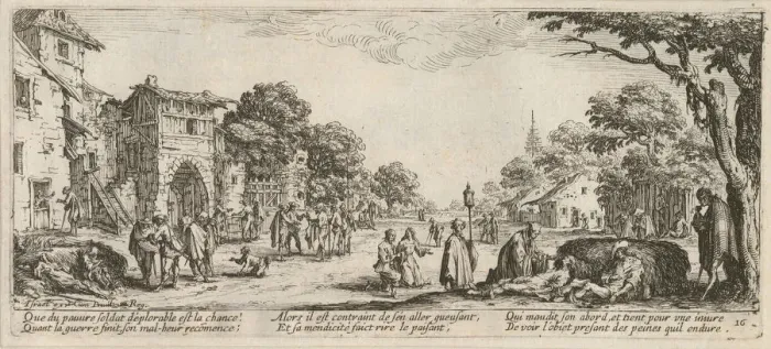 Framed Print : The Miseries and Misfortunes of War, folio 16: Dying Soldiers by the Roadside, 1633 Framed Print : The Miseries and Misfortunes of War, folio 16: Dying Soldiers by the Roadside, 1633