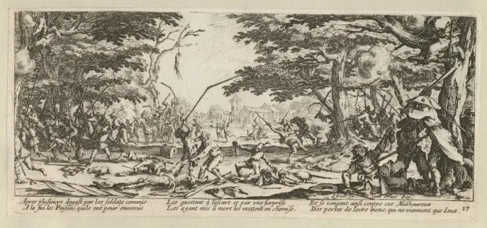 Framed Print : The Miseries and Misfortunes of War, folio 17: The peasants revolt, 1633