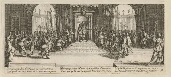 Framed Print : The Miseries and Misfortunes of War, folio 18: Distribution of Rewards, 1633 Framed Print : The Miseries and Misfortunes of War, folio 18: Distribution of Rewards, 1633