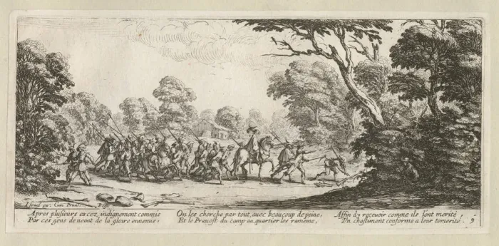 Framed Print : The Miseries and Misfortunes of War, folio 9: Seizure of the Criminal Soldiers, 1633 Framed Print : The Miseries and Misfortunes of War, folio 9: Seizure of the Criminal Soldiers, 1633