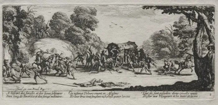 Framed Print : The Miseries of War: Highway Robbery, 1633. Creator: Jacques Callot (French, 1592-1635) Framed Print : The Miseries of War: Highway Robbery, 1633. Creator: Jacques Callot (French, 1592-1635)