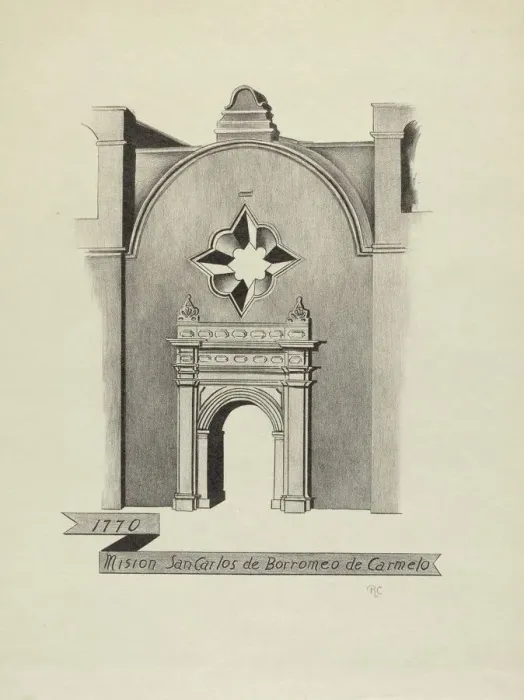 Framed Print : Mision San Carlos de Borromeo de Carmelo, 1935 / 1942. Creator: James Jones Framed Print : Mision San Carlos de Borromeo de Carmelo, 1935 / 1942. Creator: James Jones