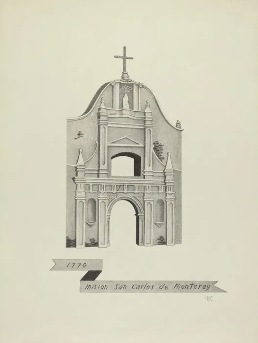 Framed Print : Mision San Carlos de Monterey, 1935 / 1942. Creator: James Jones Framed Print : Mision San Carlos de Monterey, 1935 / 1942. Creator: James Jones