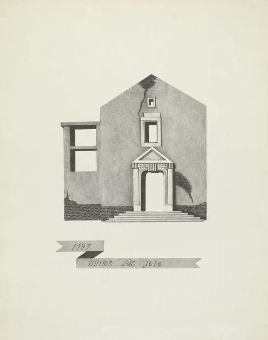 Framed Print : Mision San Jose, 1935 / 1942. Creator: James Jones Framed Print : Mision San Jose, 1935 / 1942. Creator: James Jones