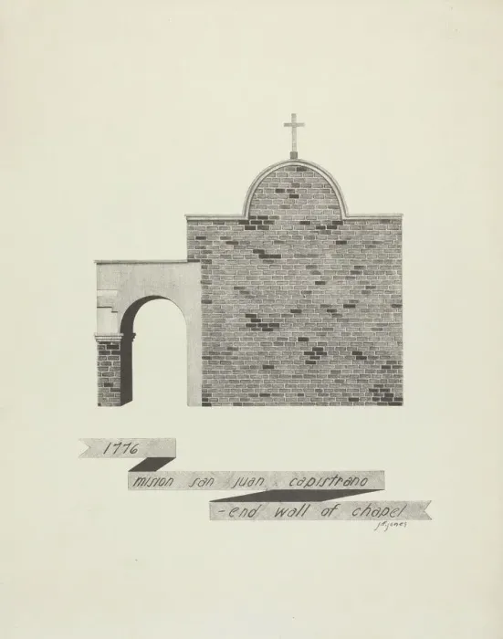 Framed Print : Mision San Juan Capistrano - End of Chapel Wall, 1935 / 1942. Creator: James Jones Framed Print : Mision San Juan Capistrano - End of Chapel Wall, 1935 / 1942. Creator: James Jones