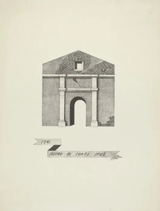 Framed Print : Mision de Santa Cruz, 1935 / 1942. Creator: James Jones Framed Print : Mision de Santa Cruz, 1935 / 1942. Creator: James Jones