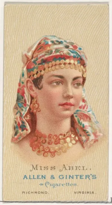Framed Print : Miss Abel, from Worlds Beauties, Series 2 (N27) for Allen & Ginter Cigarettes, 1888 Framed Print : Miss Abel, from Worlds Beauties, Series 2 (N27) for Allen & Ginter Cigarettes, 1888